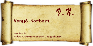 Vanyó Norbert névjegykártya